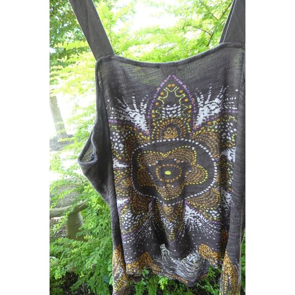 Bohemian Y2K Embroidered Tank Top XL Summer Flower Wide Cotton Straps Rick Rack - Picture 3 of 7